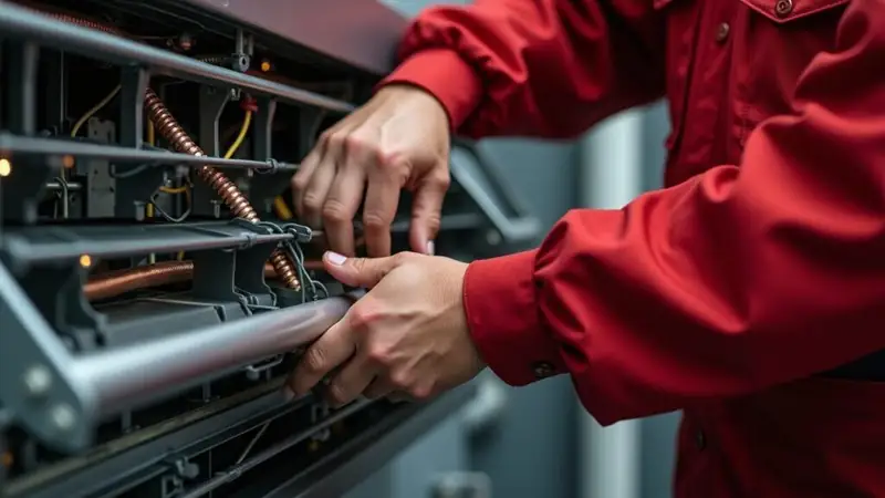 Engineer servicing an air conditioning unit