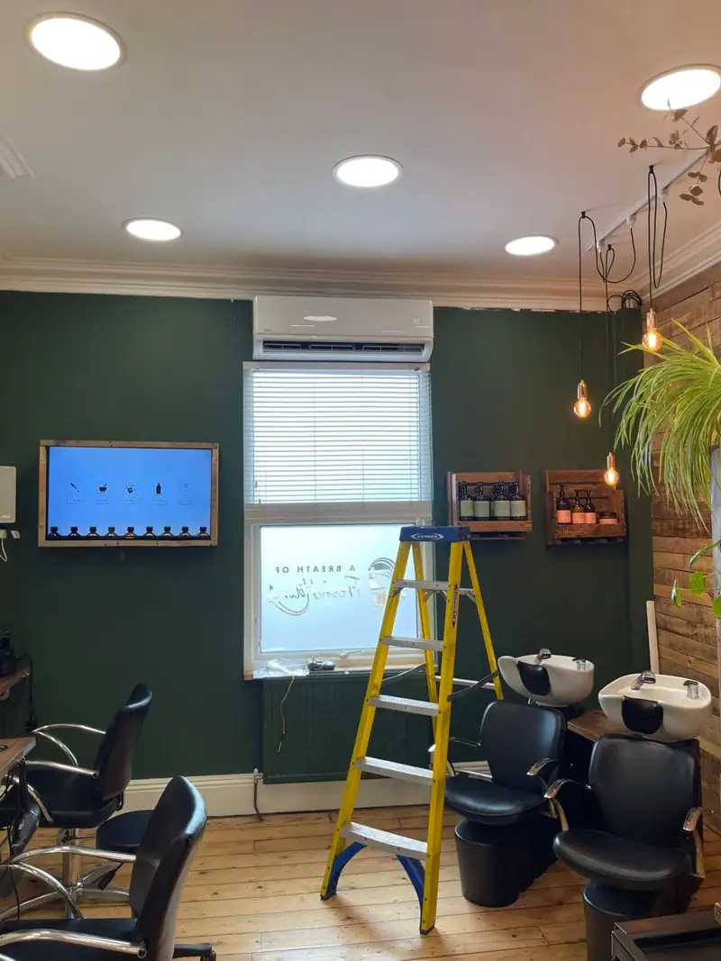 Commercial air conditioning installed in a Greater Manchester barber shop